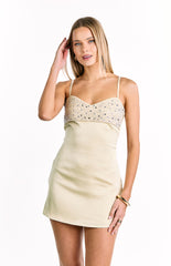 Fran Gold Sequin Contrast Party Mini Dress