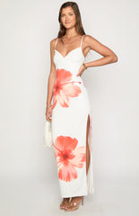 Honey White Floral Jersey Maxi Dress