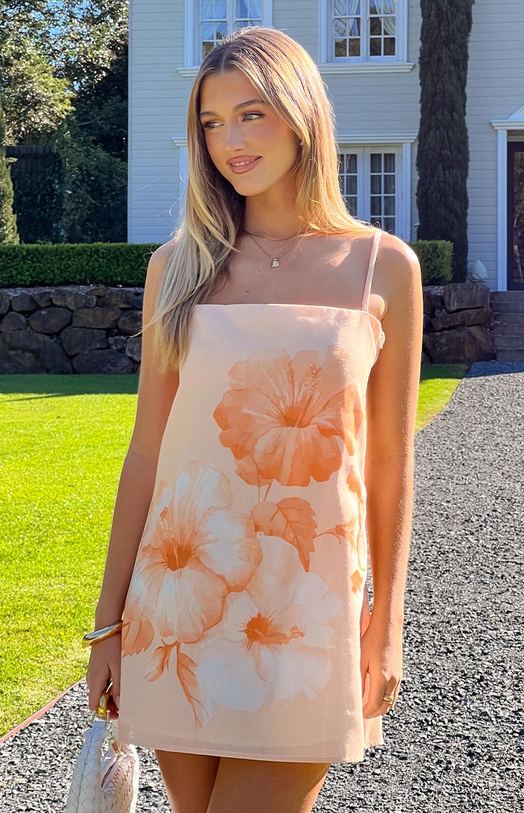 Jannie Orange Floral Mini Dress