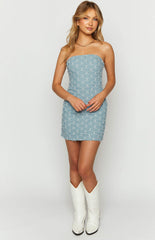 Turn It Up Denim Strapless Mini Dress