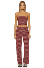 Vaeda Burgundy Stripe Strapless Tube Top