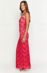 Kata Red Lace Maxi Dress