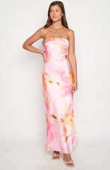 Maiah Pink Floral Print Maxi Dress
