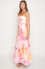 Maiah Pink Floral Print Maxi Dress