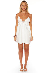 Sweet Pea White Tie Mini Dress